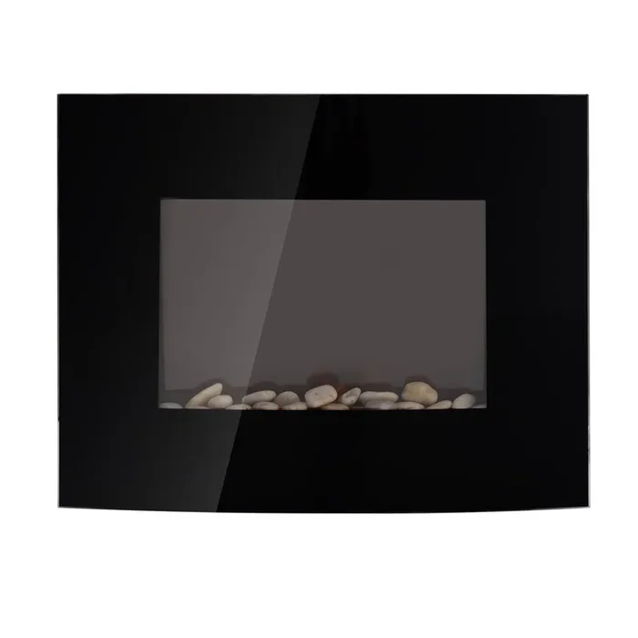 HOMCOM Chimenea Eléctrica de Pared 900/1800W Chimenea Decorativa Chimenea Silenciosa con Mando a Distancia Termostato Efecto Llamas para Sala 25-30 m² Negro
