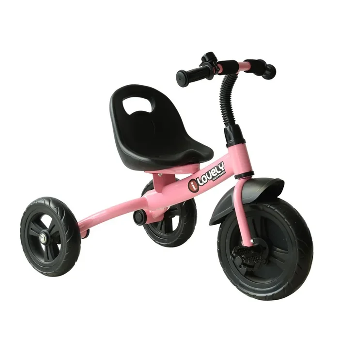 HOMCOM Triciclo para Niños más de 18 meses con Timbre Guardabarros Rueda de Seguridad 79×50,5×58 cm Rosa