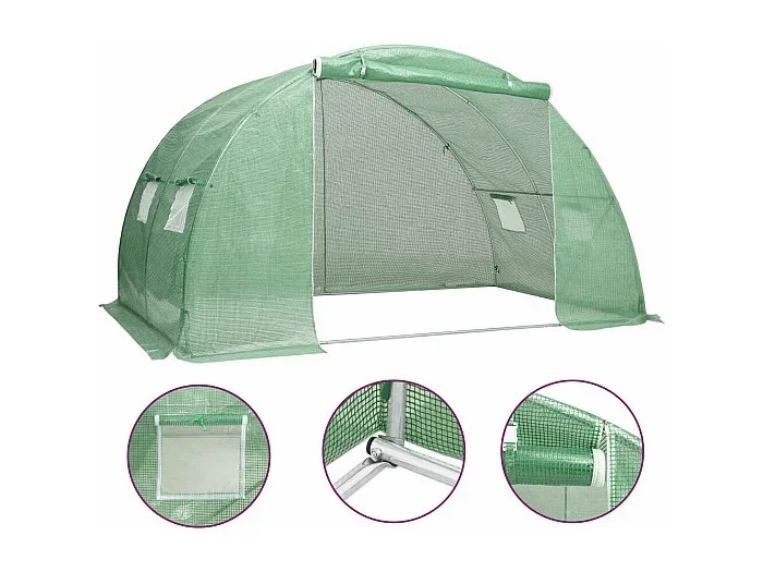 Invernadero de carpa para plantas flores y verduras 8 m² 2 x 4 x 2 m verde 02_0044455