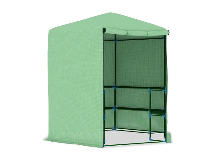 Invernadero de carpa para plantas flores y verduras con estantes de acero 227 x 223 cm verde 02_0044649