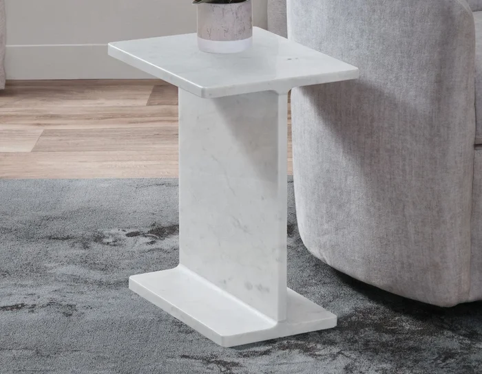 Irma Banswara White Marble Accent Table