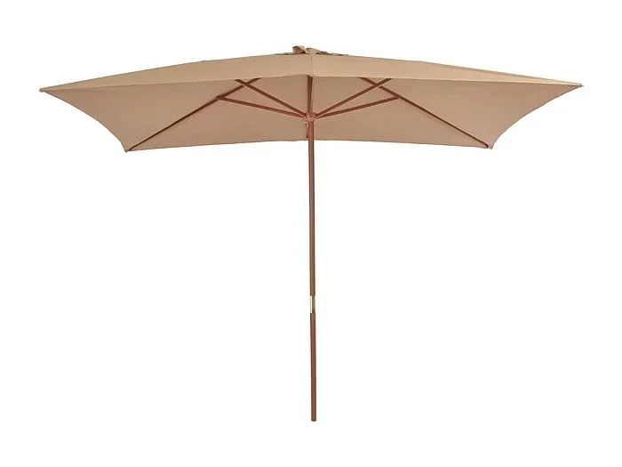 Isabel María Sombrilla de jardín con palo de madera gris taupe 200×300 cm