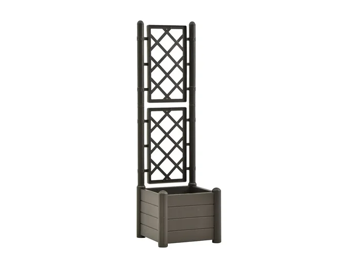 Jardinera con enrejado 43 x 43 x 142 cm PP plantas de jardín flores antracita 02_0000812
