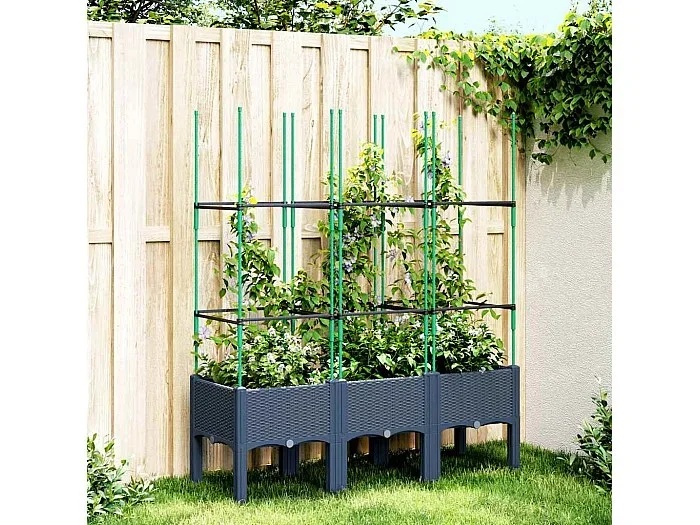 Jardinera con enrejado azul grisáceo 120x40x142,5 cm PP