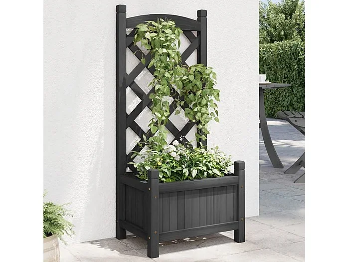 Jardinera con enrejado madera maciza de abeto negro ES888056
