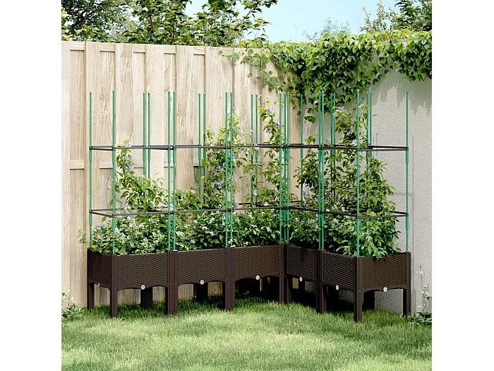 Jardinera con enrejado PP marrón 160x120x142,5 cm ES705545