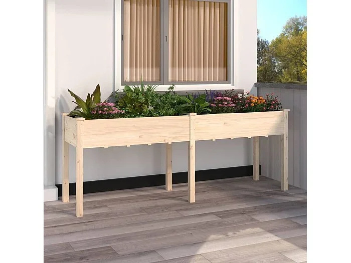 Jardinera con forro 203x53x76 cm madera maciza de abeto