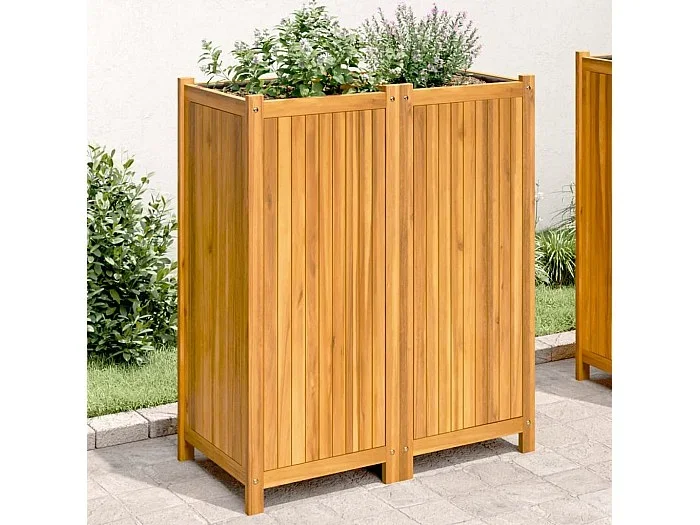 Jardinera con forro madera maciza de acacia 84x42x100 cm ES604425
