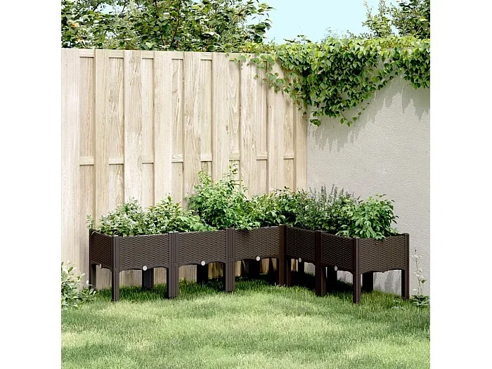 Jardinera con patas PP marrón 160x120x42 cm ES859345