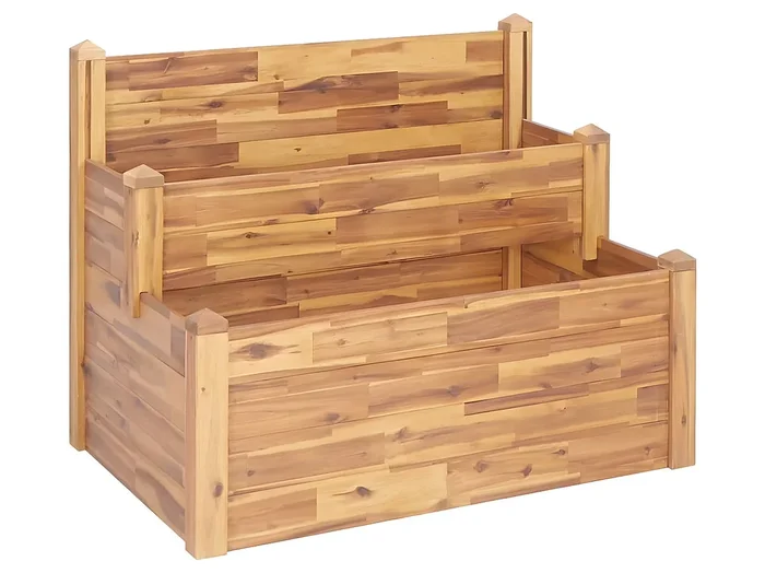 Jardinera de 2 niveles 110 x 75 x 84 cm madera maciza de acacia 02_0000839
