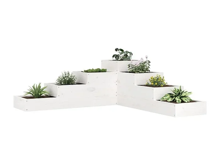 Jardinera de 4 niveles 106×104,5×36 cm madera maciza de pino blanco
