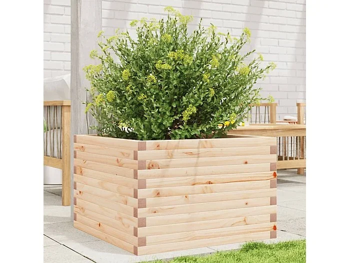 Jardinera de madera maciza de pino 70x70x45,5 cm ES459306