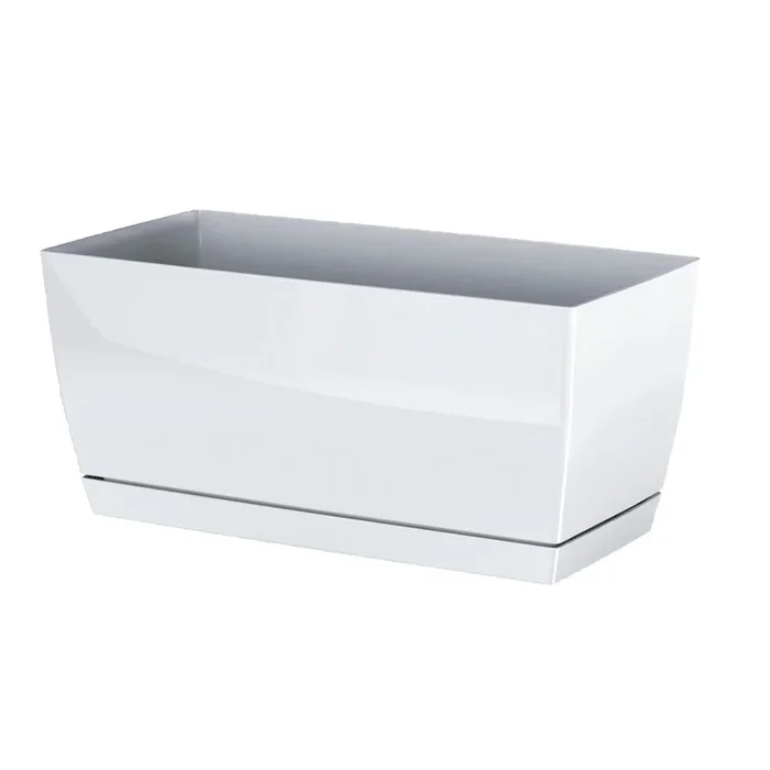Jardinera De Plastico Coubi Case P En Color Blanco 24 (Largo) X 12 (Ancho) X 11 (Altura) Cm