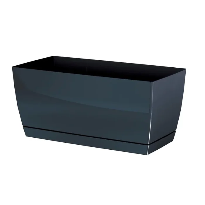Jardinera de plastico Coubi Case P en color grafito 24 (largo) x 12 (ancho) x 11 (altura) cm