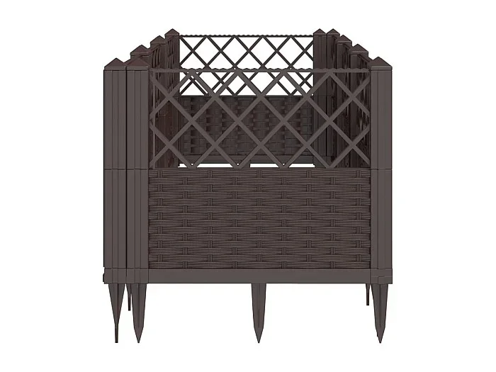 Jardinera elevada para jardín patio con tutores 1235 x 435 x 435 cm PP marrón 02_0038183