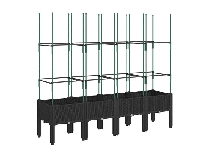 Jardinera elevada para terraza o jardín con enrejado 160 x 40 x 1425 cm PP color negro 02_0038273