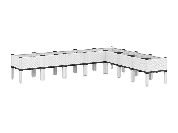 Jardinera elevada para terraza o jardín con patas 200 x 160 x 42 cm PP blanco 02_0038161