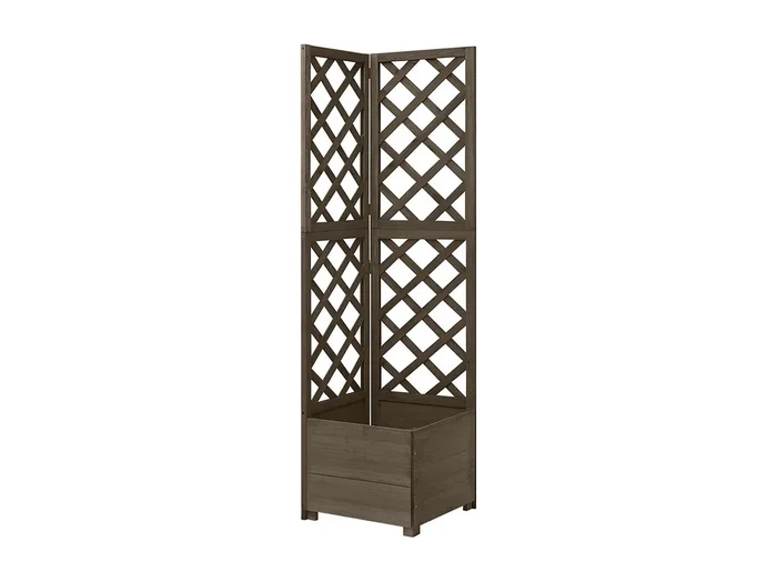 Jardinera enrejada de esquina 40 x 40 x 150 cm madera de abeto gris 02_0000819