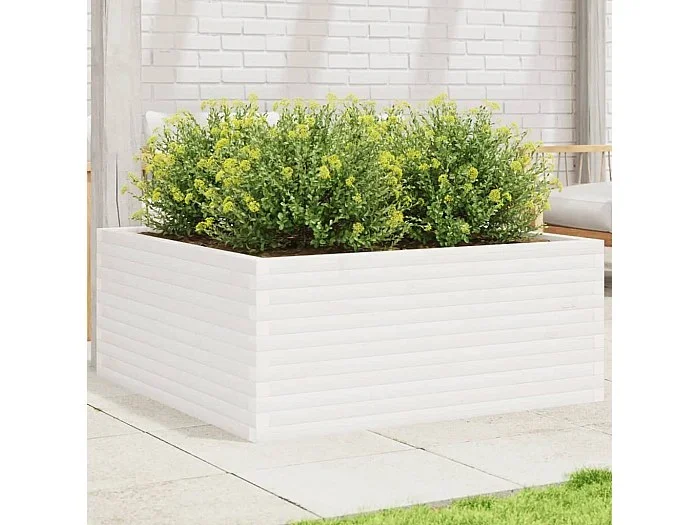 Jardinera madera maciza de pino blanco 110x110x46 cm ES196999