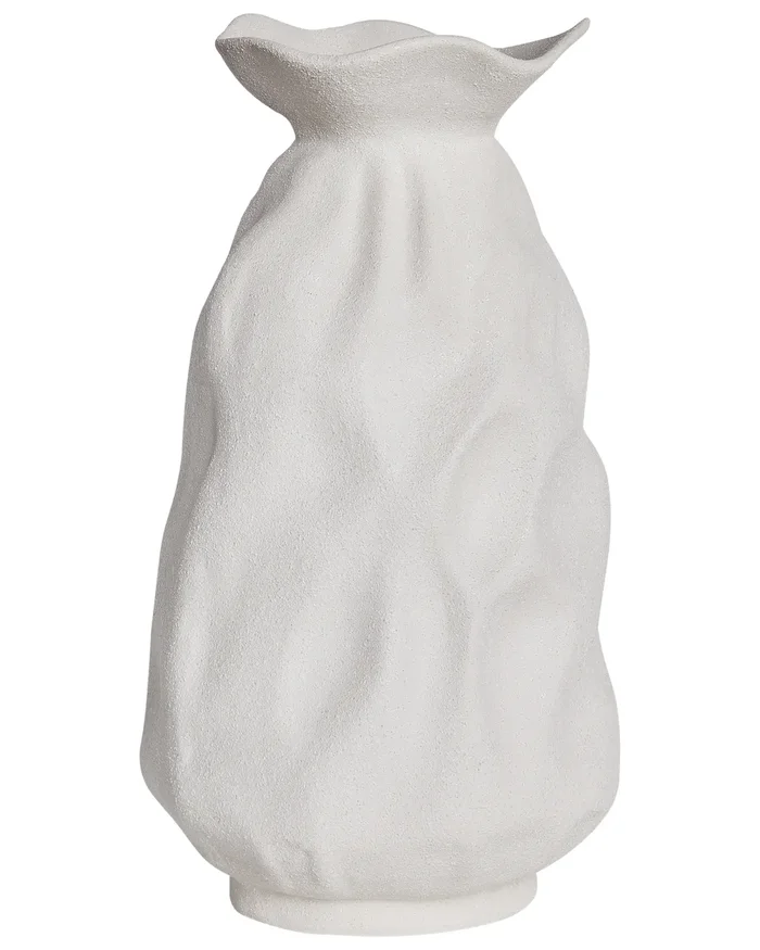 Jarrón para flores CATTAIL Gres 40 cm Blanco crema