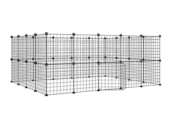 Jaula para mascotas de 36 paneles puerta acero negro 35×35 cm ES456749