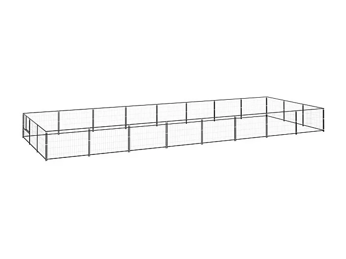 Jaula para perrera de exterior, recinto para parque de animales, perro, negro, 24 m², acero 02_0000511