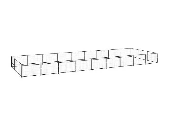 Jaula para perrera de exterior, recinto para parque de animales, perro, negro, 27 m², acero 02_0000517