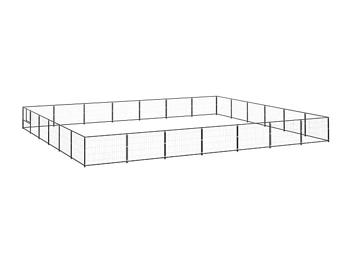 Jaula para perrera de exterior, recinto para parque de animales, perro, negro, 42 m², acero 02_0000536