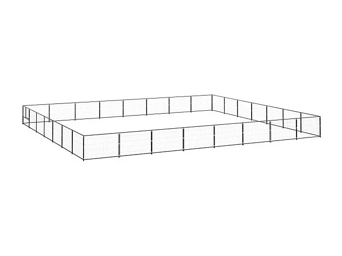 Jaula para perrera de exterior, recinto para parque de animales, perro, negro, 56 m², acero 02_0000543