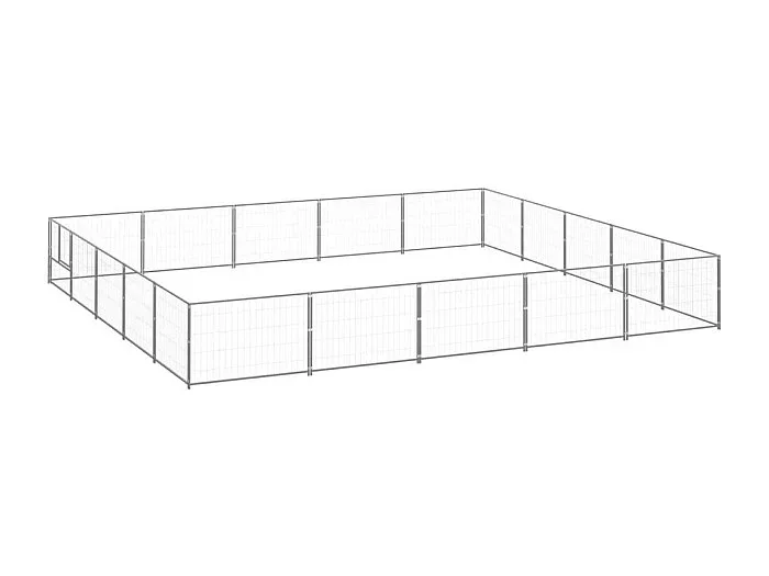 Jaula para perrera exterior, parque para mascotas, perro, plata, 25 m², acero 02_0000258