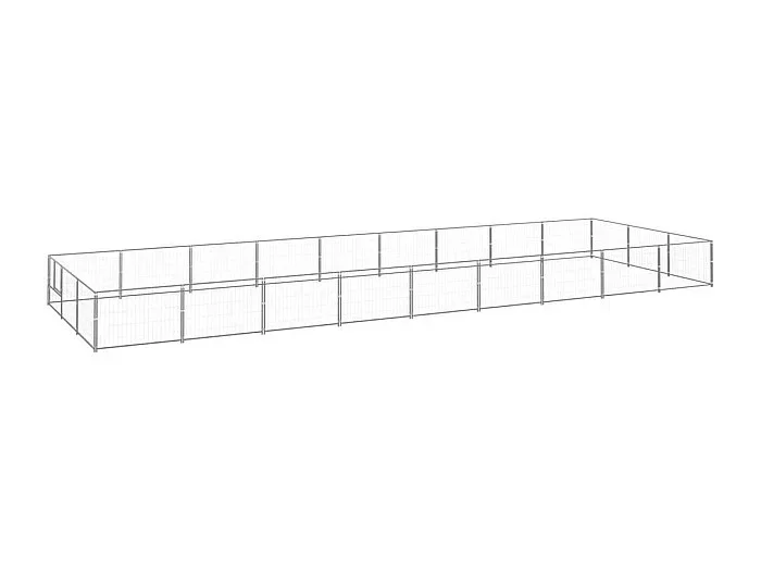 Jaula para perrera exterior, recinto para parque para mascotas, perro, plata, 27 m², acero 02_0000262