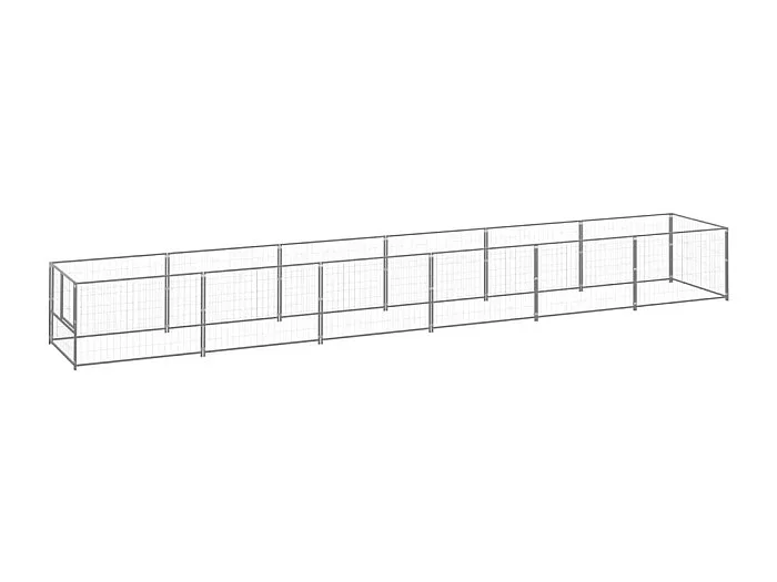 Jaula para perrera exterior, recinto para parque para mascotas, perro, plata, 6 m², acero 02_0000289