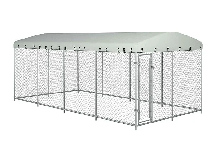 Jaula tipo caseta para exteriores, parque infantil para perros con techo para perros, 8 x 4 x 2 m 02_0000458