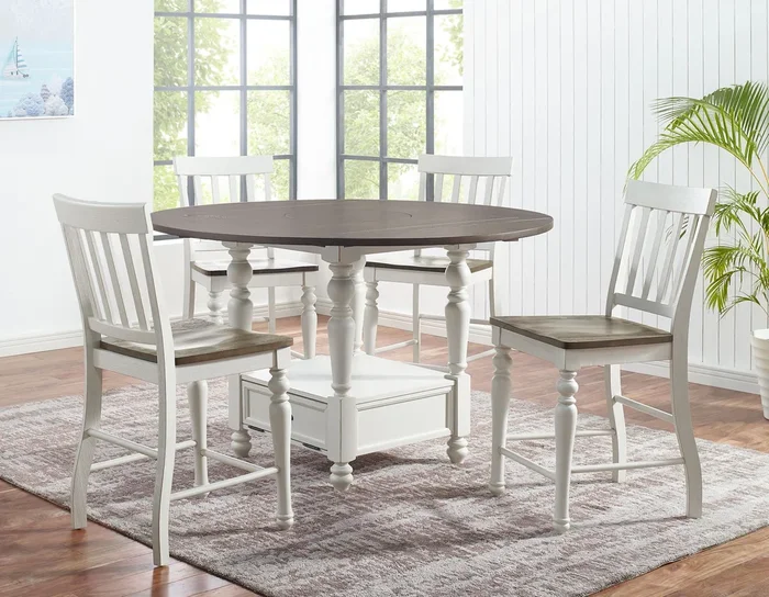 Joanna Ivory/Mocha Counter Height Dining Set with Lazy Susan