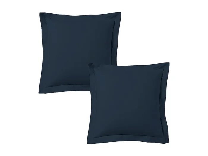 Juego de 2 fundas de almohada satén de algodón azul marino