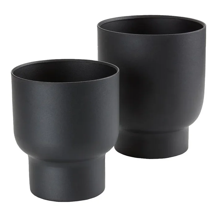 Juego de 2 Macetas Fulda, Metal, Negro