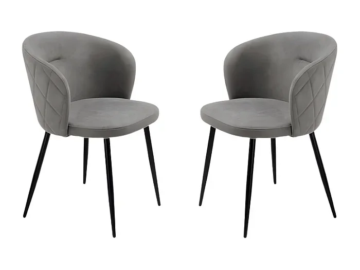Juego de 2 sillas de comedor «Claris» en tejido gris claro acolchado cm 56×55 78h