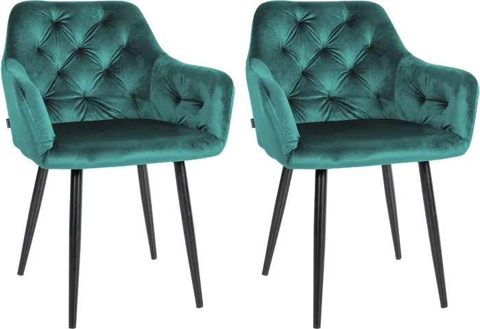 Juego de 2 sillas de comedor Stanley en terciopelo Verde oscuro