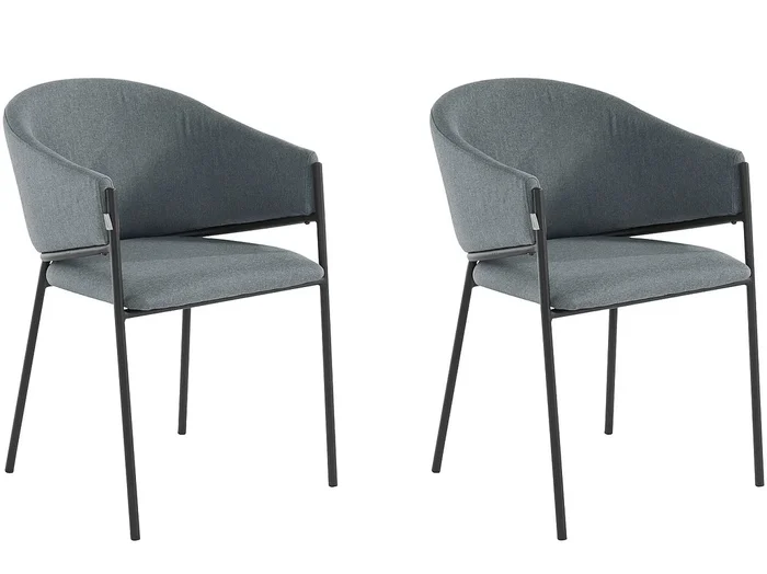 Juego de 2 sillas de comedor tapizadas en tela gris