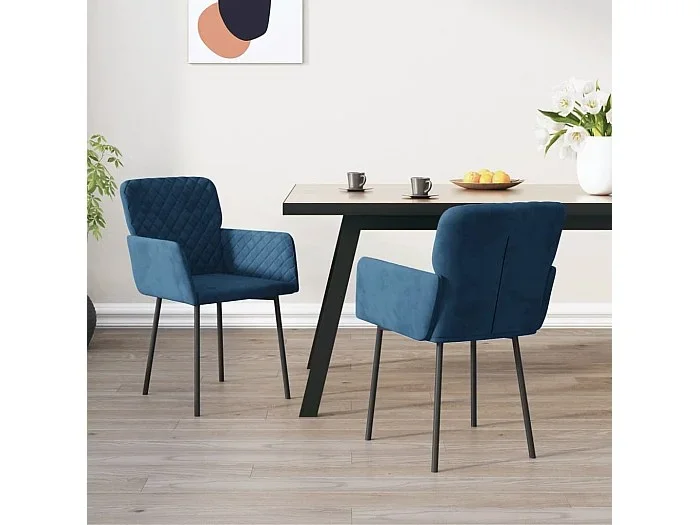 Juego de 2 Sillas de comedor terciopelo azul ES589015