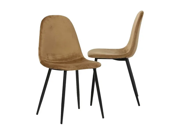 Juego de 2 sillas escandinavas de terciopelo marrón café Copenhague