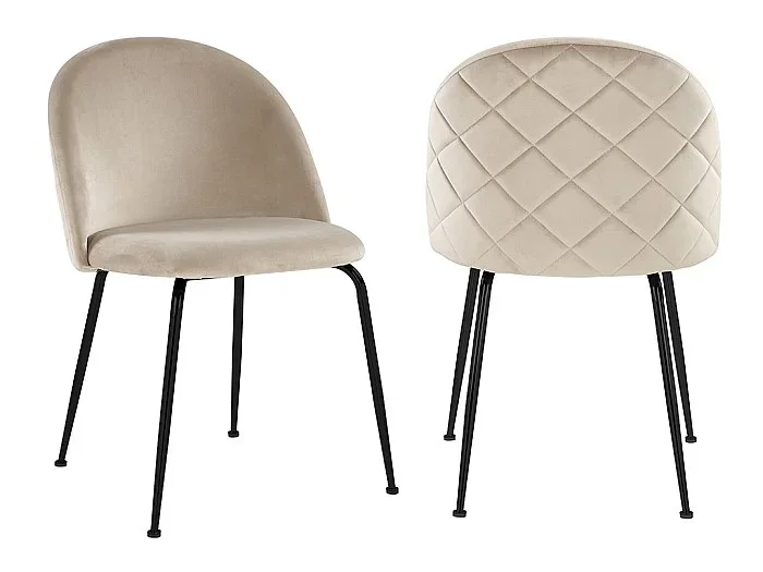 Juego de 2 sillas MELBOURNE – Terciopelo y metal negro mate – Beige