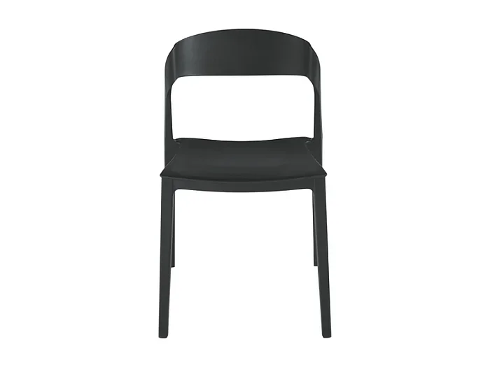 Juego de 2 sillas modernas apilables negras «Quorathis» en polipropileno para comedor cm 49×52 77h