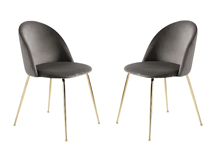 Juego de 4 sillas de comedor grises «Dama» en terciopelo con estructura de metal pintado cm 52×50 81h