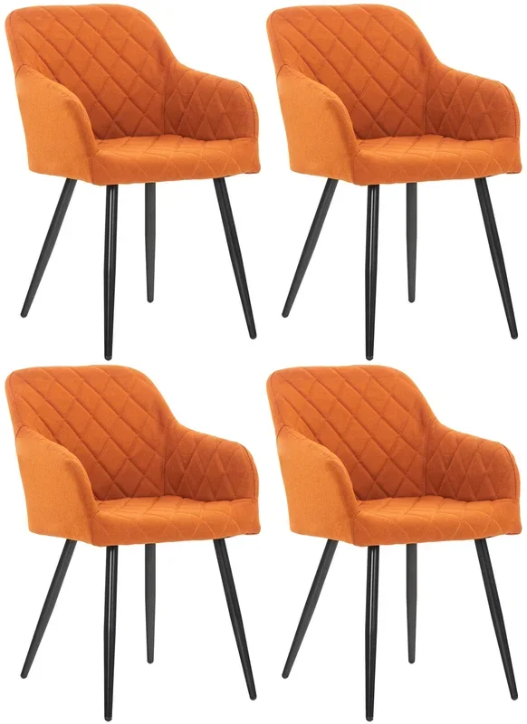 Juego de 4 sillas de comedor Shila en tela o terciopelo Naranja Tela