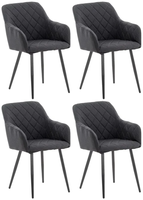 Juego de 4 sillas de comedor Shila en tela o terciopelo Negro Tela