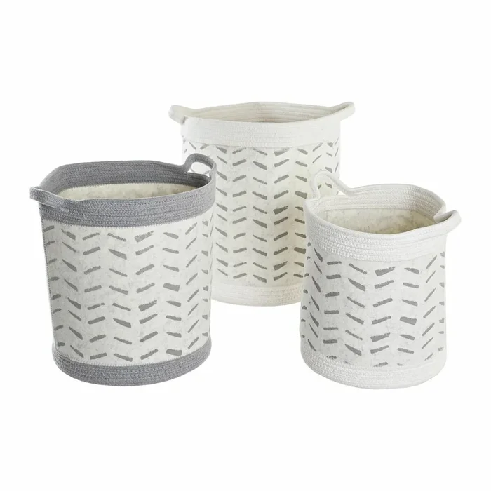 Juego de Cestas DKD Home Decor Blanco Gris 35 x 35 x 40 cm 3 Piezas