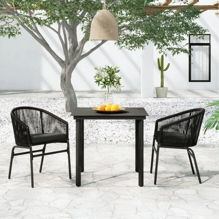 Juego de comedor de jardín 3 piezas negro VidaXL