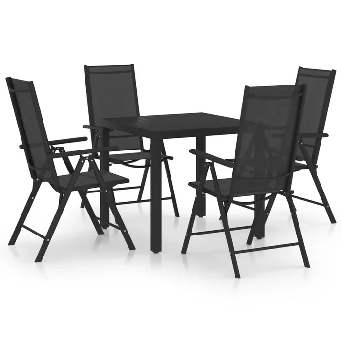 Juego de comedor de jardin 5 piezas aluminio negro