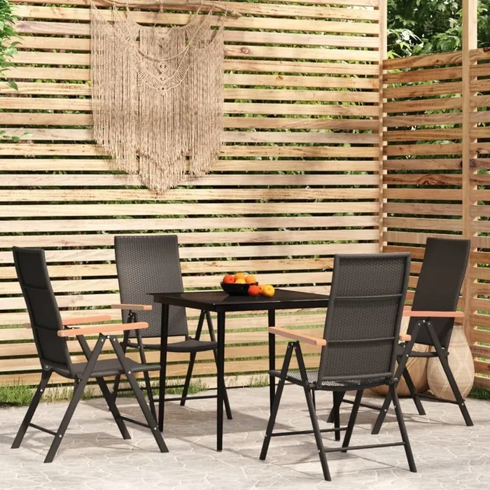 Juego de comedor de jardín 5 piezas negro VidaXL
